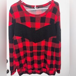 HEIMISH USA Red and Black Checkered Sweater